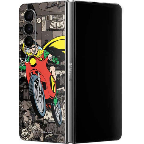 DC Comics Robin Vintage Action pose pattern Galaxy Z Fold4 5G Skin